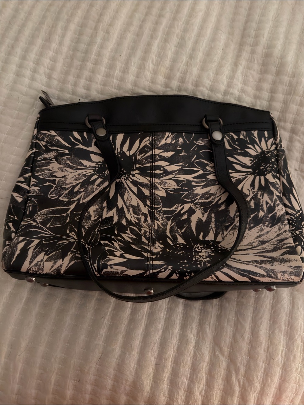Patricia Nash Black and White Floral Shoulder Bag